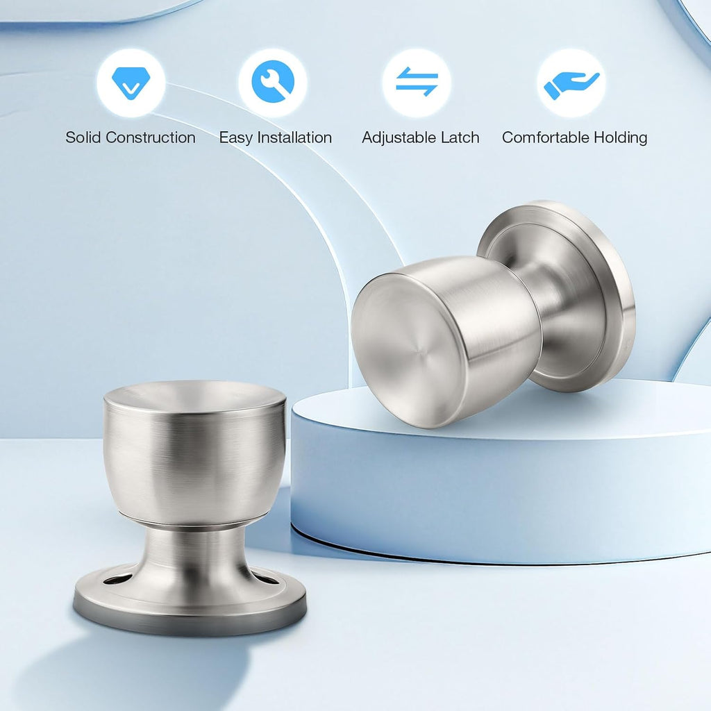 5 Pack Passage Door Knob, Brushed Nickel Door Knobs Keyless Doorknobs for Interior Doors, Hallway, Closet and More