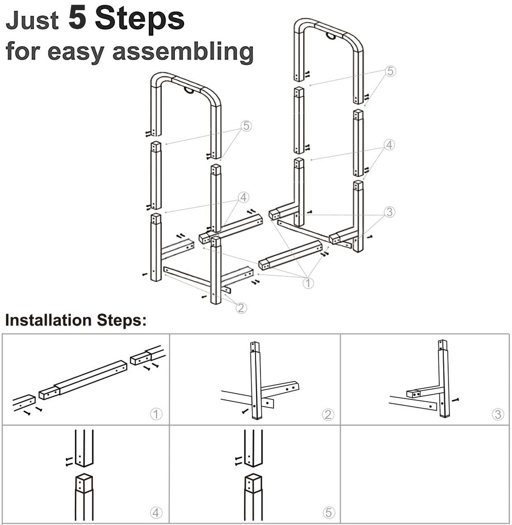 Firewood Rack Stand 2ft Heavy Duty Logs Holder for Outdoor Indoor Fireplace Metal Wood Pile Storage Stacker