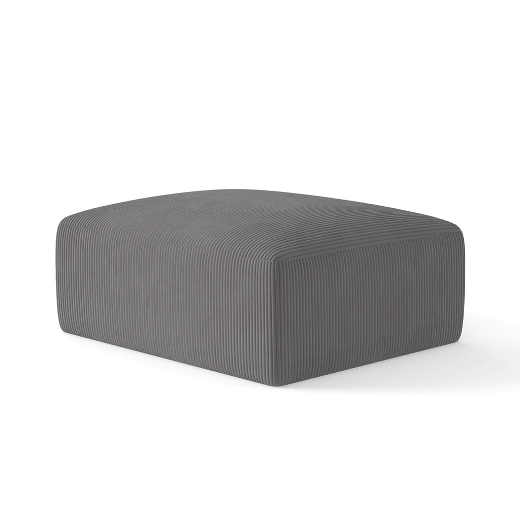 40" Oversized Square Corduroy Ottoman, Large Ottoman Pouf Footstool, Grey