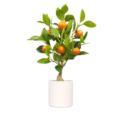Artificial Potted Plants 20.5 Inches Fake Orange Tree, Faux Plants Potted