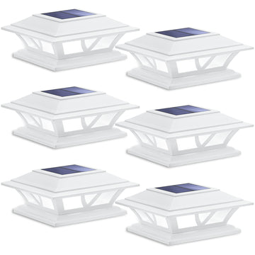 Solar Post Lights Outdoor 2 Modes LED, 6 Pack White (Warm/White)
