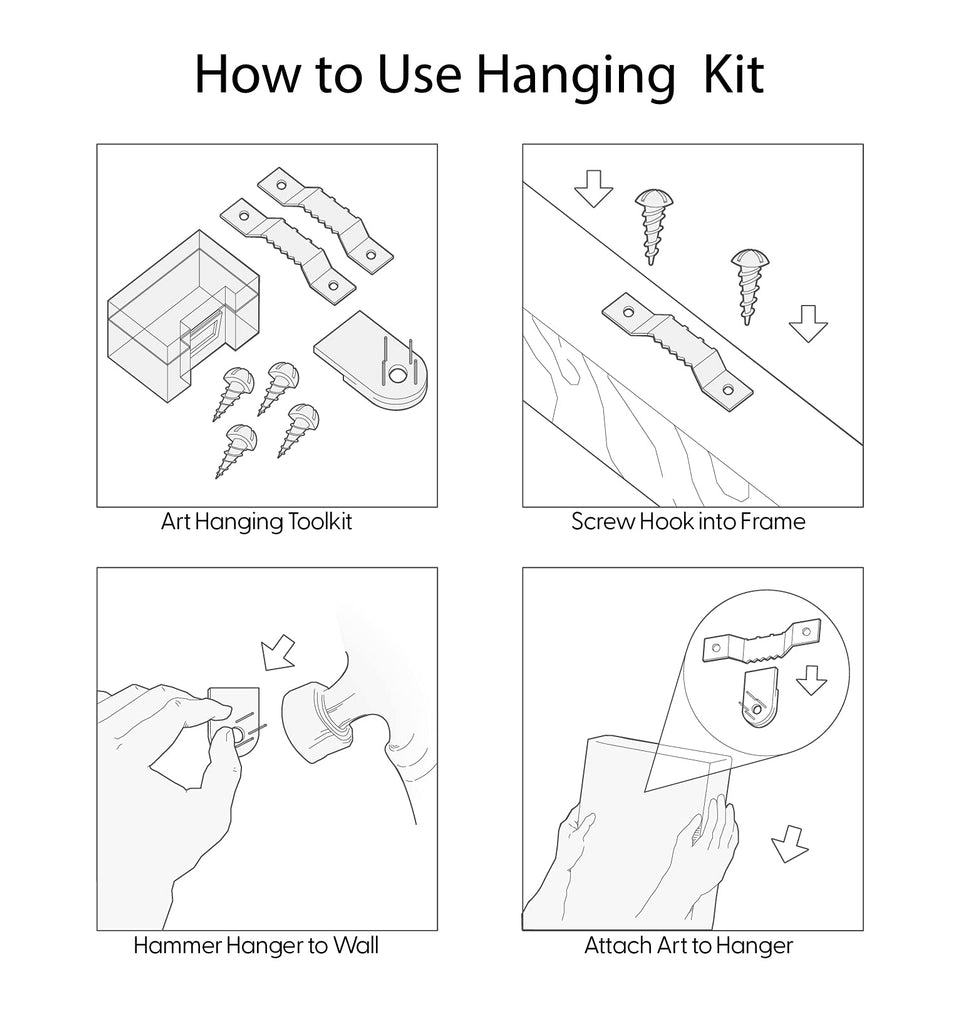 Framed Wall Art Print Set Black Paint Stroke Wave Collage Abstract Shapes Illustrations Modern Art Rustic Relax/Calm