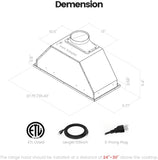 30 Inch Stainless Steel Range Hood Insert 900 CFM 4 Speed Knob Control Convertible Ducted/Ductless