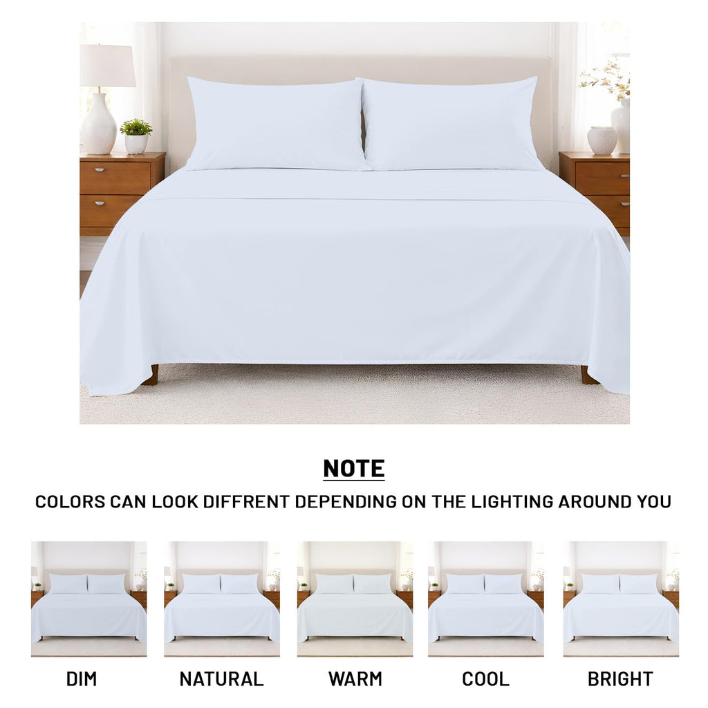 100% Egyptian Cotton Sheets Queen Size - Cooling Sheets, Soft Breathable Light Blue Bedding, Luxury Bedding, Luxury