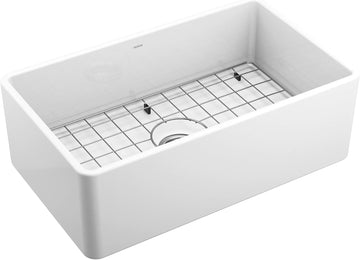 FC301810 Apron-Front Fireclay Single Bowl Undermount Kitchen Sink, 30", White
