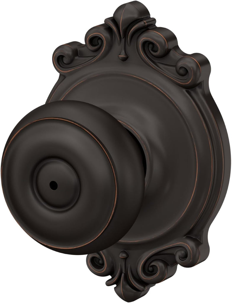 Georgian Bed/Bath Privacy Door Knob with Lock, Aged Bronze