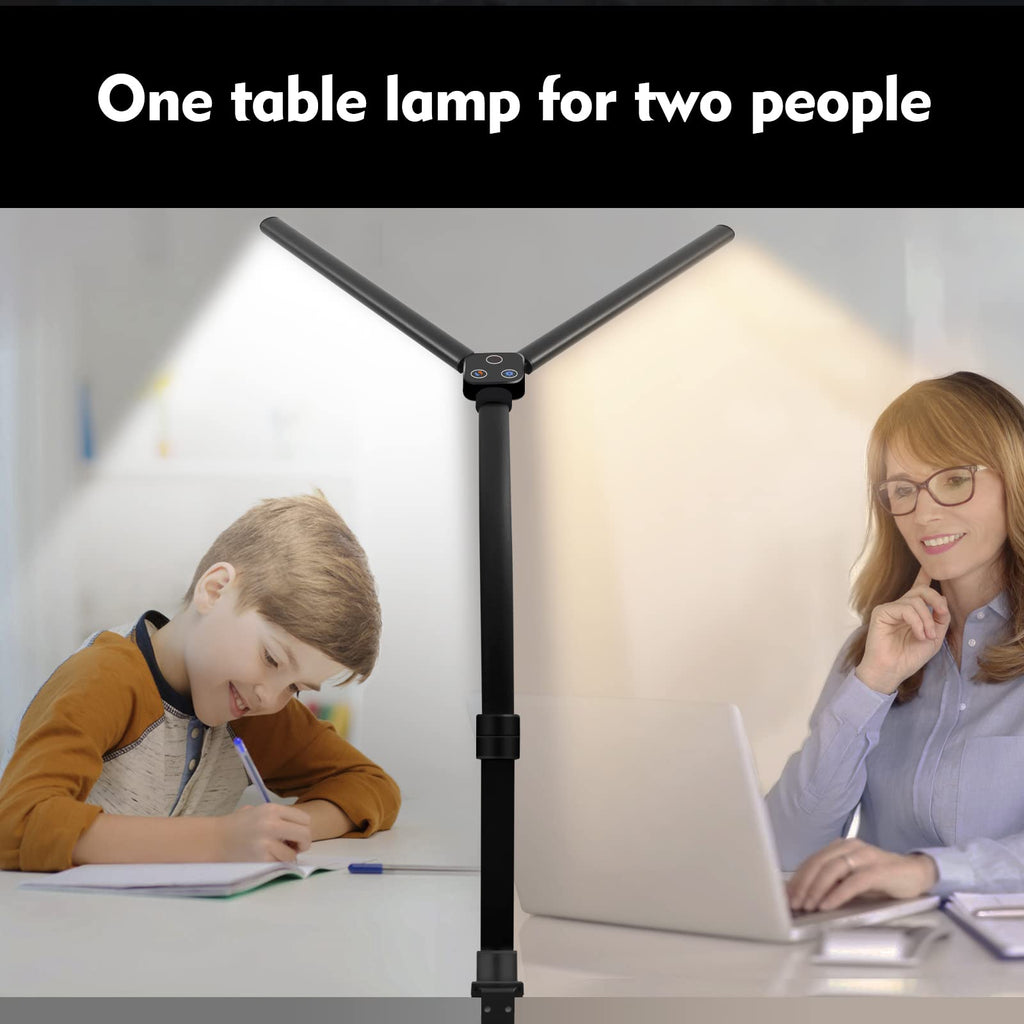Double Head LED Desk Lamp, Architect Desk Lamps, 24W Brightest Workbench Office Lighting-5 Color Modes and 5