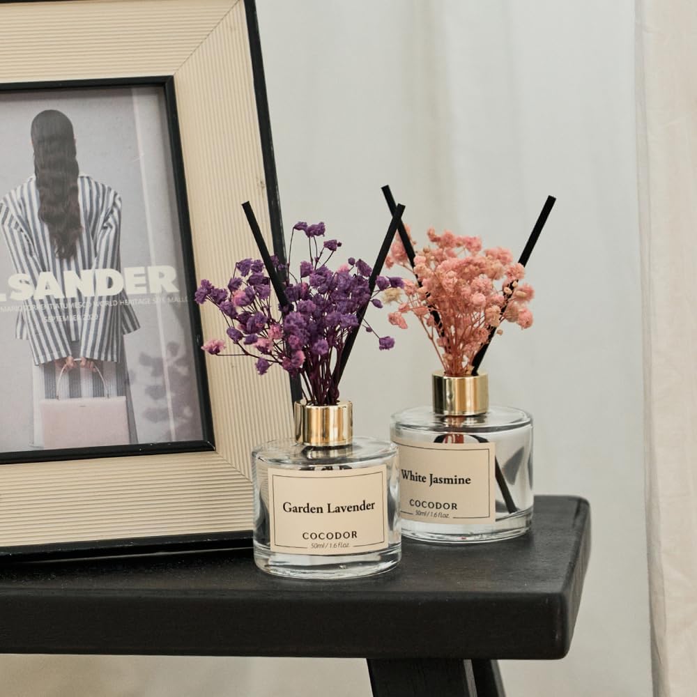 Real Flower Reed Diffuser/Clean Linen,Cashmere Vanilla,White Jasmine/1.6oz Each Pack/Home Fragrance - Set of 3