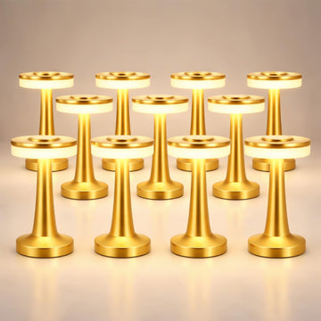 12 Pcs LED Cordless Table Lamp Bulk Rechargeable,Gold