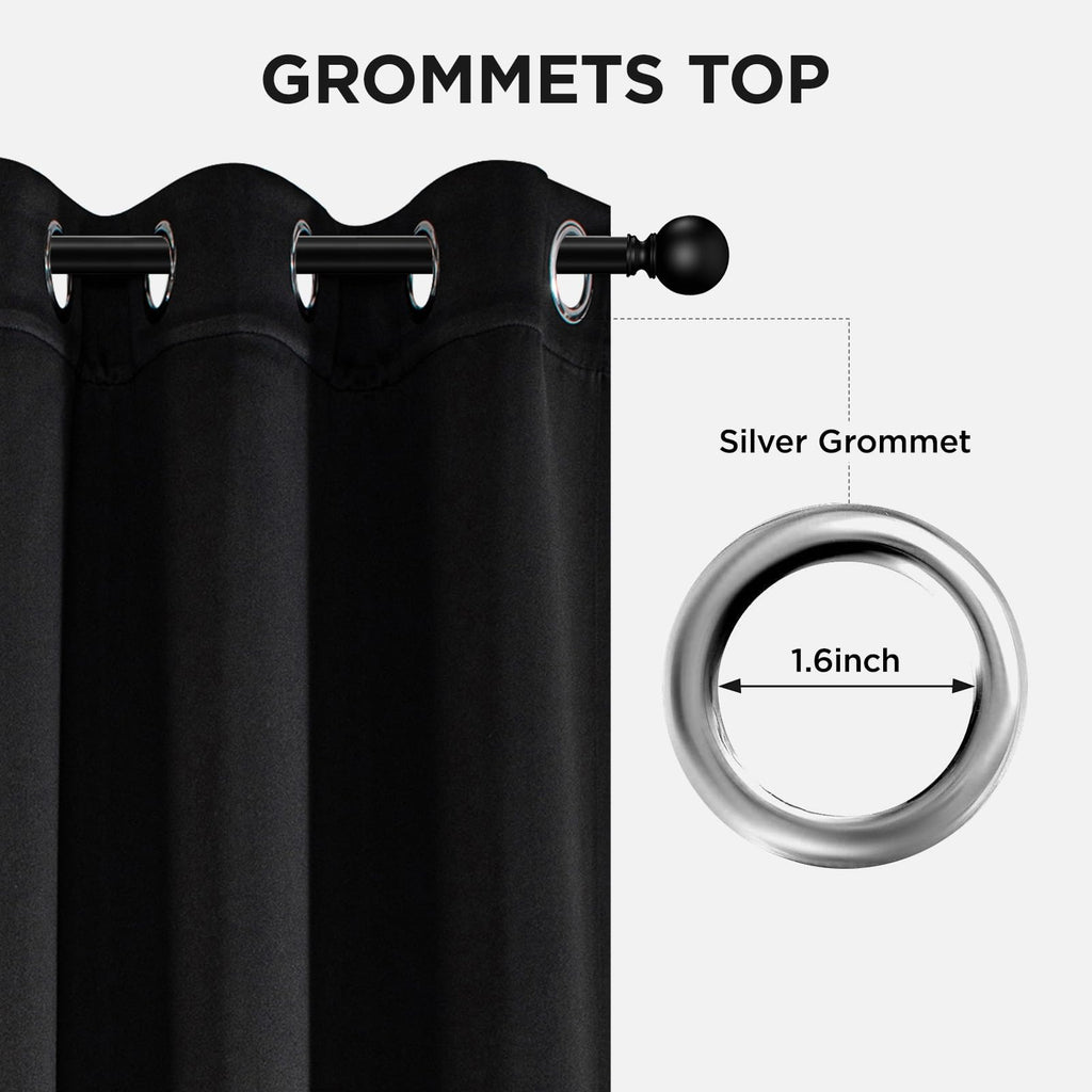 Blackout Curtains 84 Inch - Black Out Curtains with Grommets Thermal Insulated Room Darkening Light Blocking, Noise