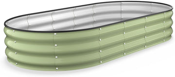 Raised Garden Bed, 6x3x1 FT Galvanized Steel Metal Raised Garden Bed, Oval Open-Bottom Design, 12-Inch Deep for