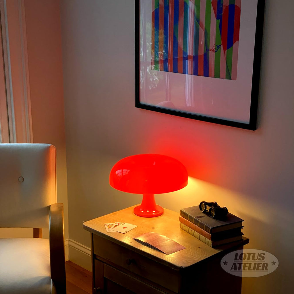 Red Mushroom Lamp for Room Aesthetic Modern Lighting Mid Century lamp | Cool Retro Living Room Decor | Table Lamp