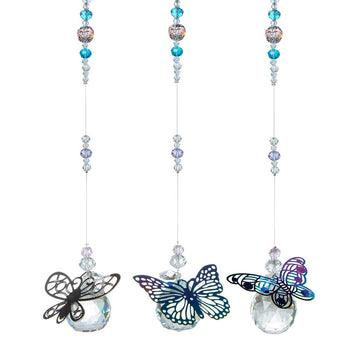 Set of 3 Crystals Ball Prisms Suncatchers Hanging Ornament Crystal Butterfly Suncatchers with Clear Crystal Ball for