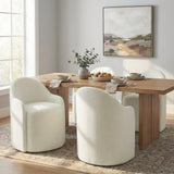 Upholstered Dining Chairs with Casters, No Assembly Modern Dining Room Chairs Accent Vanity Chair with 5 Wheels &