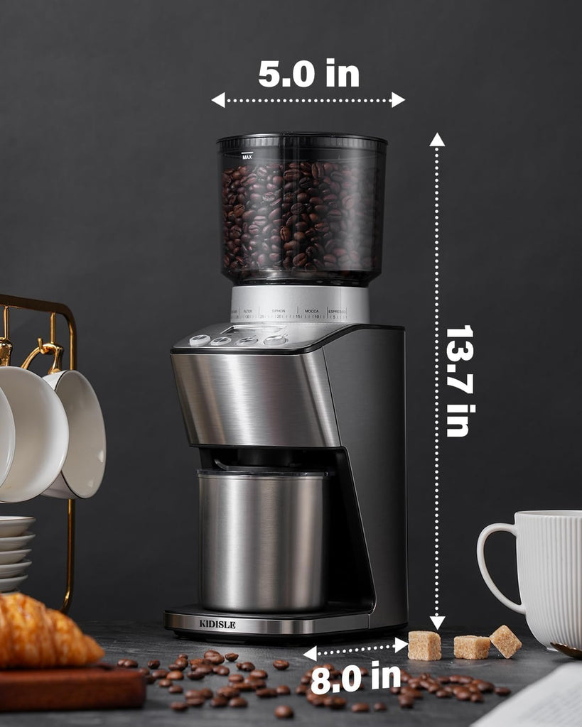 Conical Burr Coffee Grinder Electric, Espresso Grinder Use, Burr Mill with 51 Grind Settings, Precision Electronic