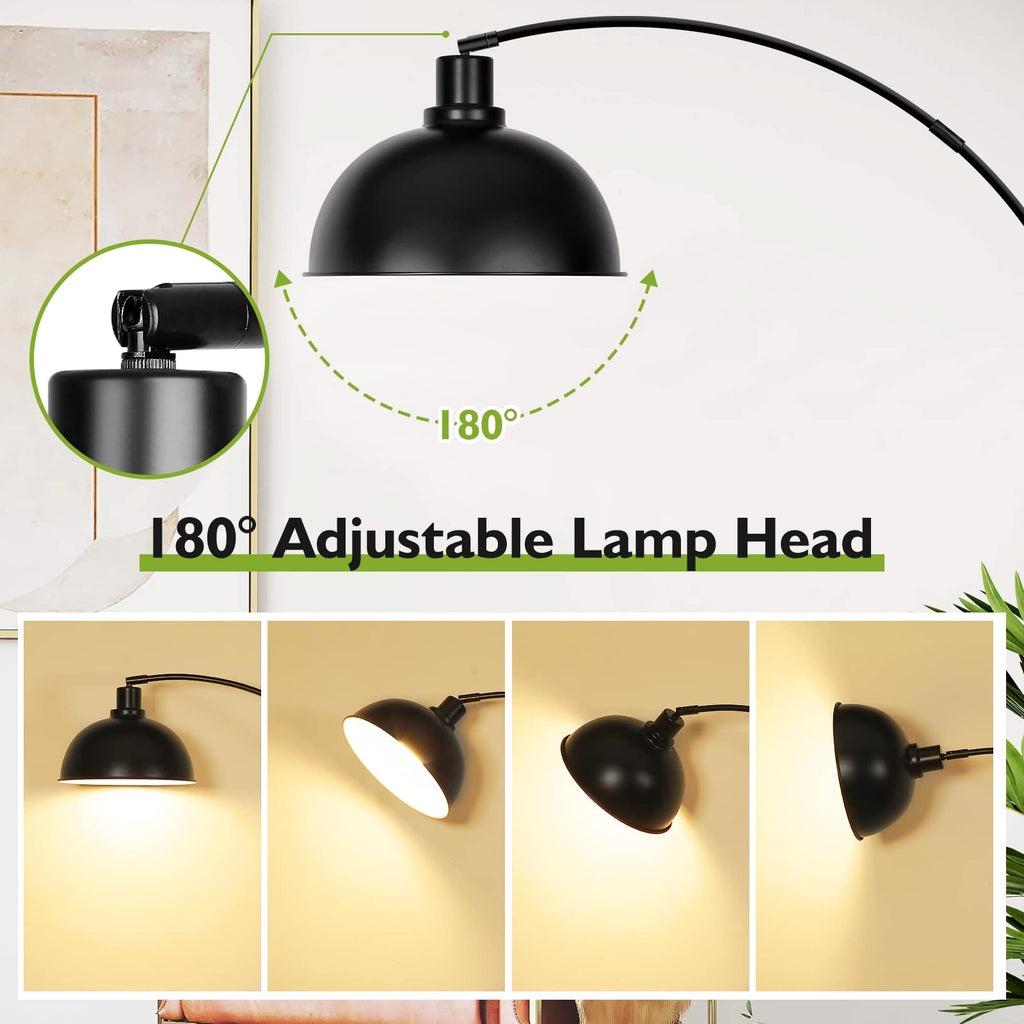 Arc Floor Lamps, Modern Tall Standing Lamp Remote Control, Stepless Dimmable Black Floor Lamp with Hanging Dome