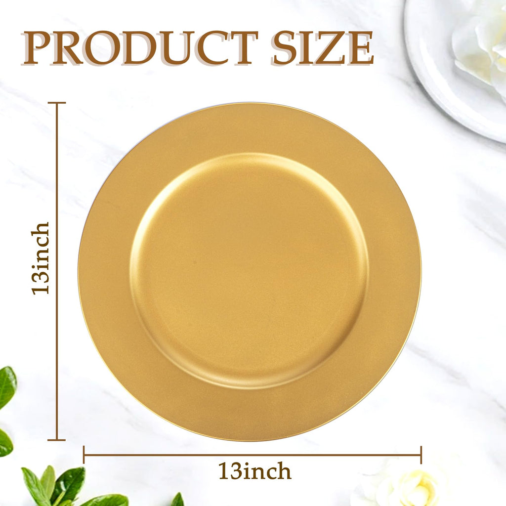 50 Gold Charger Plates Bulk for Wedding Receptions 13"