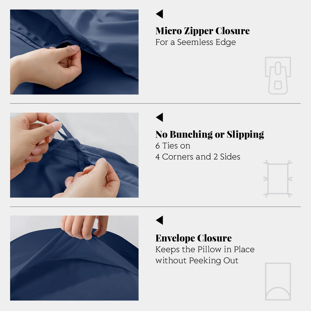Cooling Duvet Cover Set Full/Queen for Hot Sleepers | 100% Viscose Derived from Bamboo | Silky Soft & Breathable | 3
