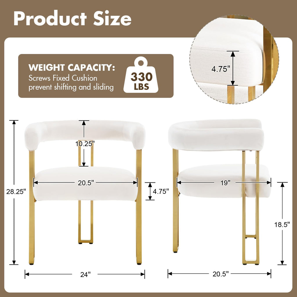 Set of 4 Modern Beige Velvet Dining Chairs with Gold Chrome Legs