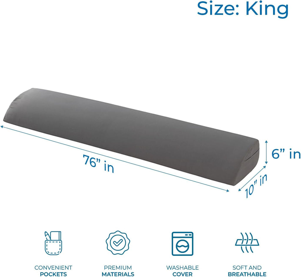 Bed Wedge Pillow for Headboard, Bed Gap Filler Twin with Side Pockets, Headboard Wedge Pillow for Sleeping, Triangle