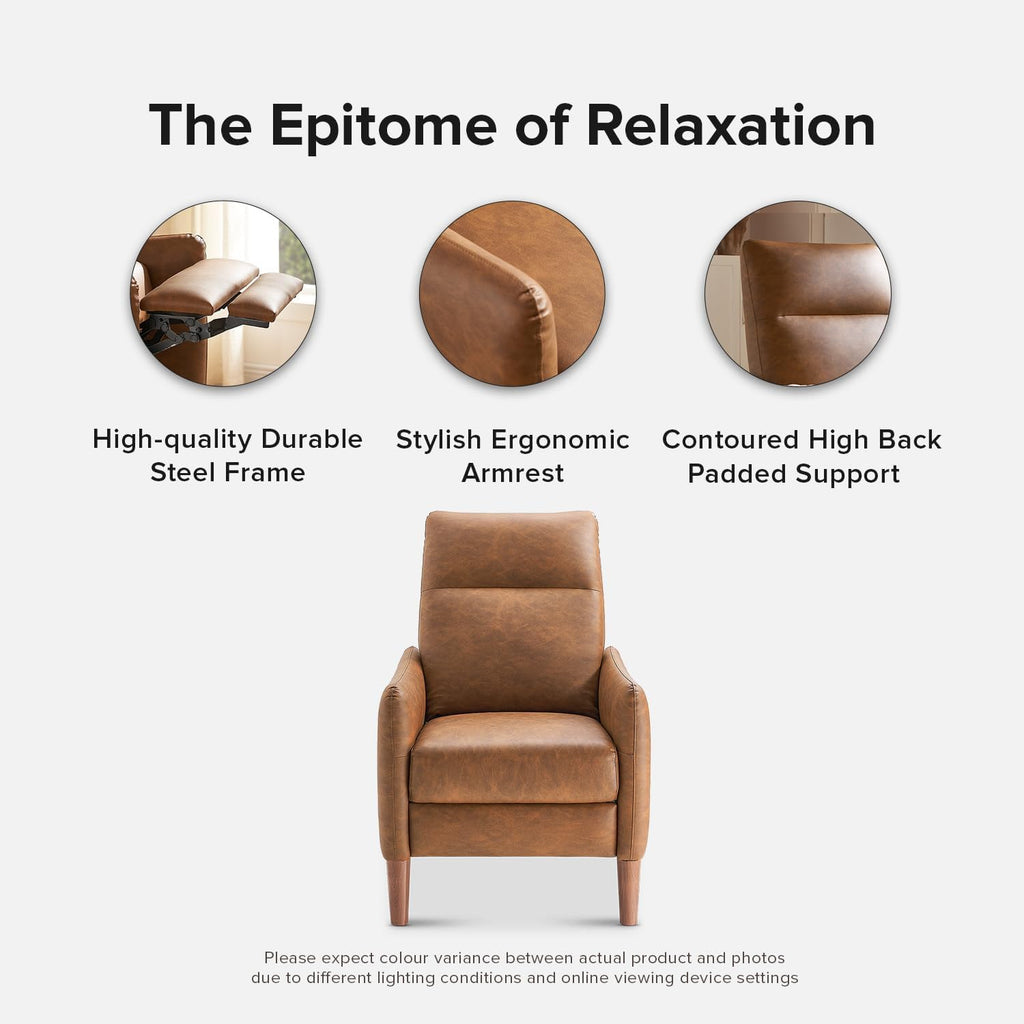 Arthur Recliner Chair with 3 Positions, Accent Armchair, Mid Century Modern Reading Chair, High Back Padded Support