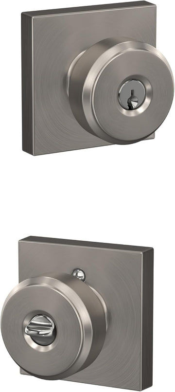 Bowery Keyed Entry Door Knob, Interior/Exterior, Satin Nickel