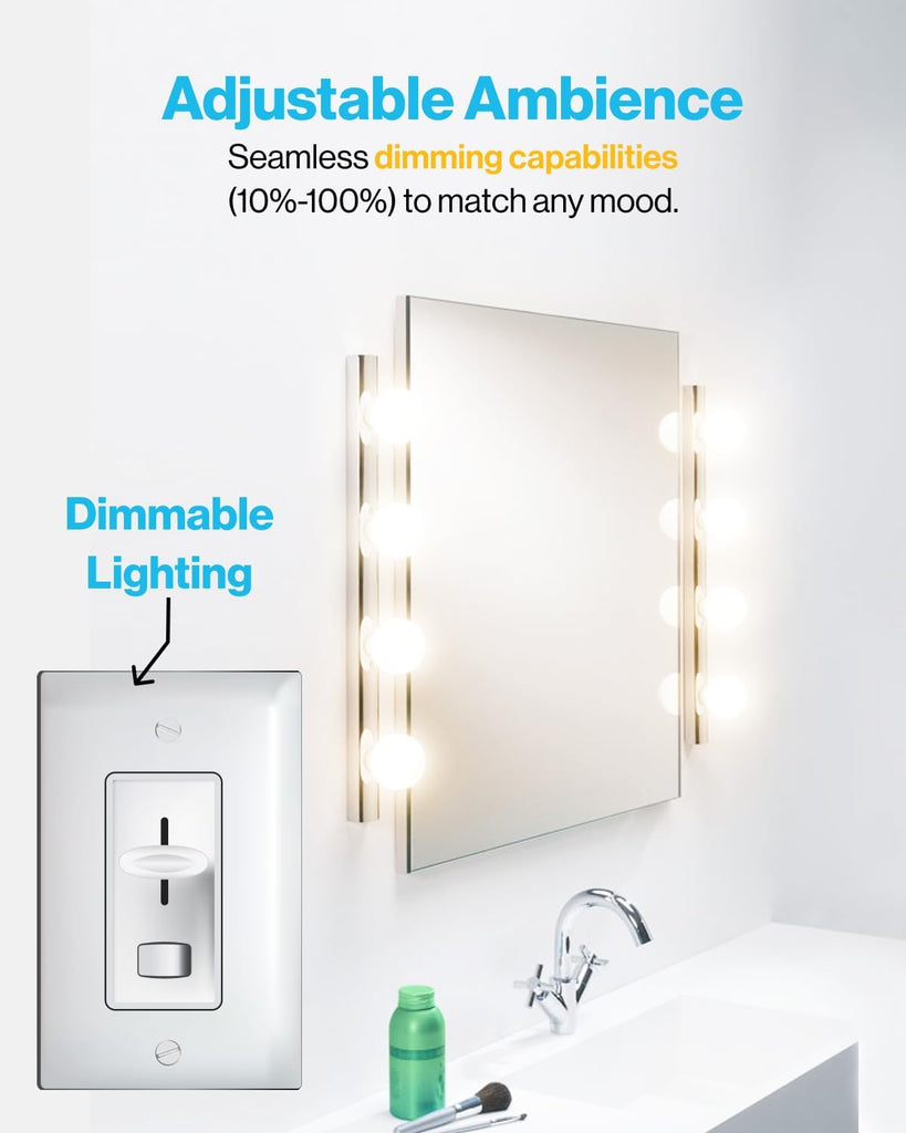 8 Pack G25 LED Light Bulbs Globe Bathroom Light Bulb, 450 LM, 3000K Warm White, 6W (40W Equivalent), Dimmable, Mirror