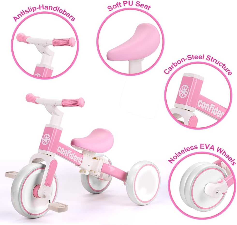 Tricycle for Toddlers 1-3 Year Olds, 5 in 1 Toddler Balance Bike