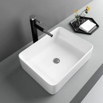 19"x15" Vessel Sink Rectangule Bowl Sinks for Bathrooms White Vessel Sink Above Counter Rectangular Ceramic Vessel
