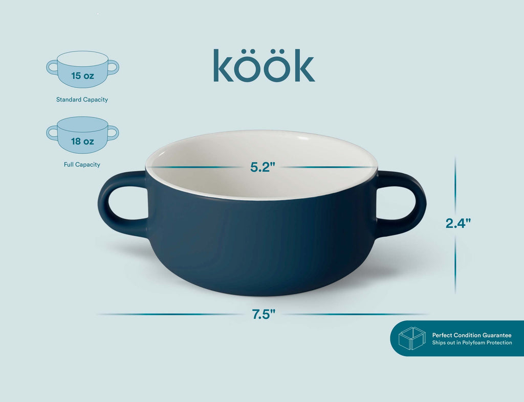 Soup Crocks, Ceramic Bowls, Broil, Oven, Microwave and Dishwasher Safe, with Handles, For Casserole, Pasta, Cereal