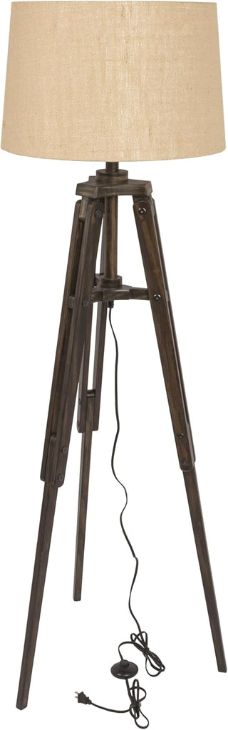 Creative Co-Op Tripod Style Wood Floor Lamp with Drum Shade