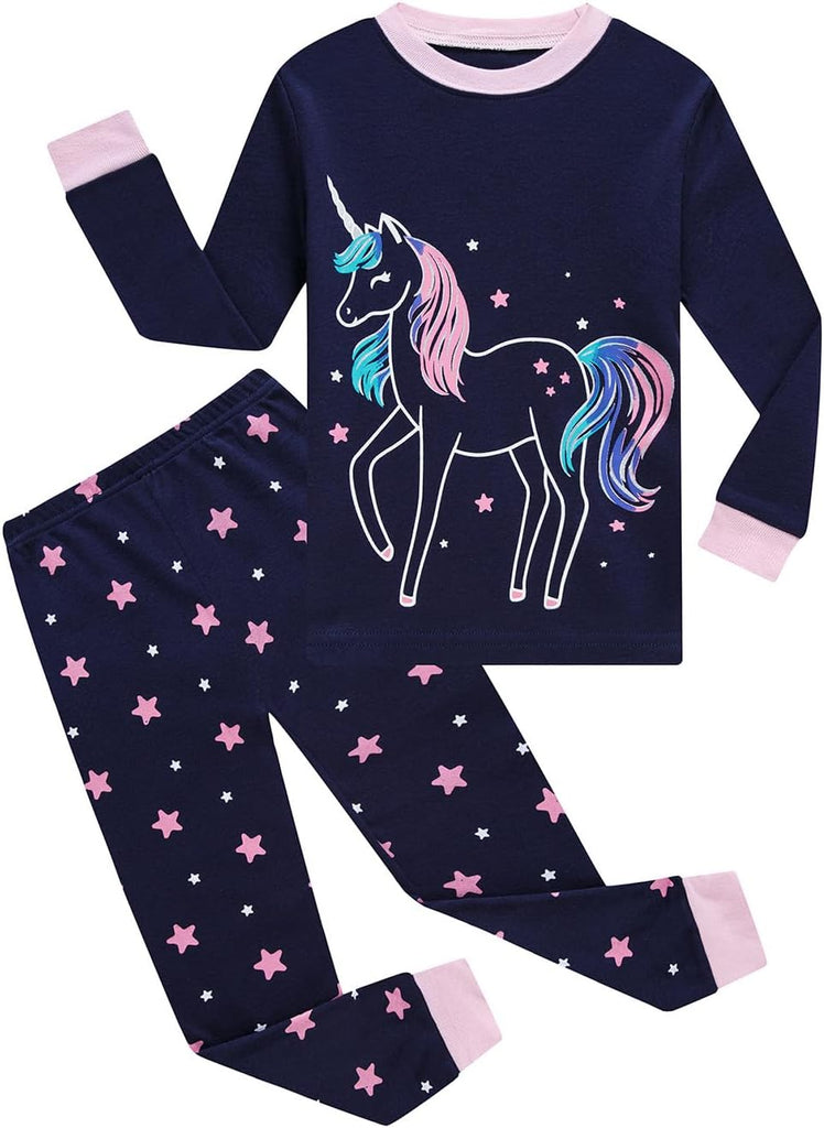 Piece Girls Pajamas Cotton Long Sleeve Toddler Pjs Kids Sleep