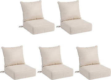 6" Thick Outdoor Cushion 24 x 24 Inch, Deep Seat Waterproof Patio Chair | Cushions with Adjustable Buckle Straps &
