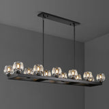 54 Inch Black Rectangle Chandeliers for Dining Room, Black Rectangular Chandelier Over Table, Modern Crystal Long Chandelier, Farmhouse Large Linear Chandeliers for Kitchen Island A126-B0DT4CJ34C