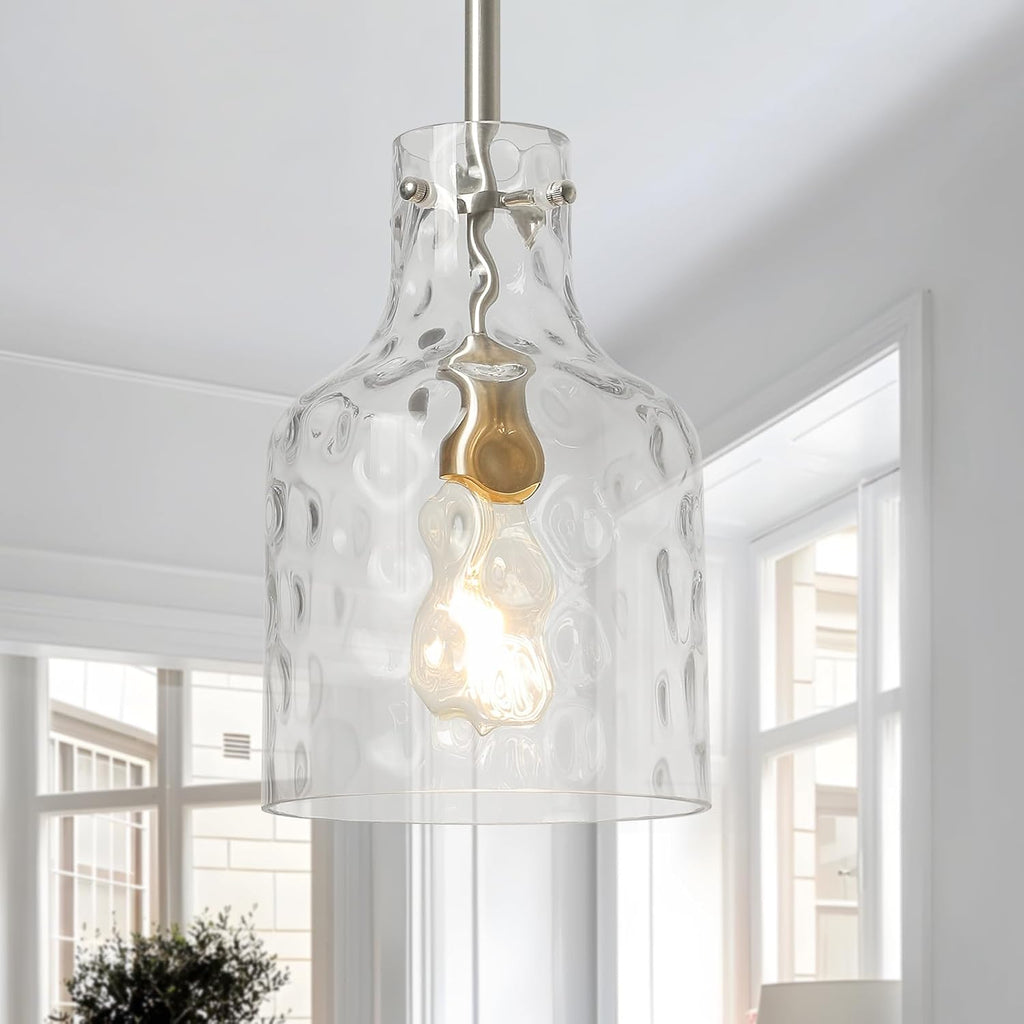 Modern Glass Pendant Lighting for Kitchen Island, Farmhouse Pendant Lights for Dining Room Kitchen Sink, Adjustable