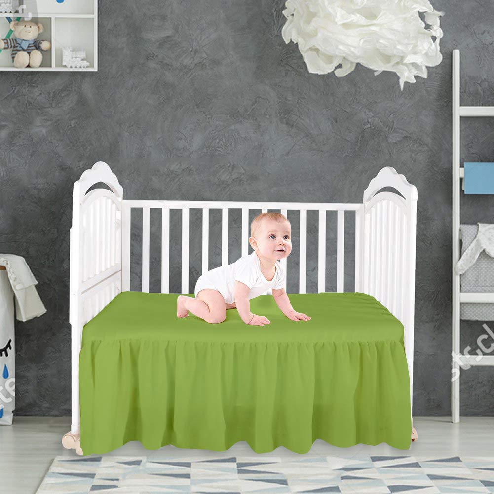 Crib Bed Skirt for Baby Boys or Baby Girls, Crib Toddler Bedding - 14" Drop (Sage)