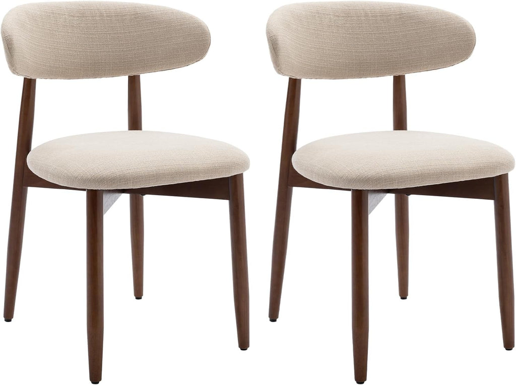 Wooden Dining Chairs Set of 2, Modern Fabric Upholstered Kitchen Side Chairs