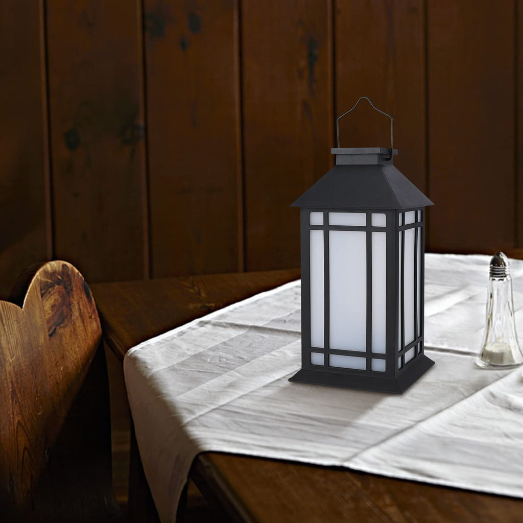 13 Inch Outdoor Decorative Lanterns with LED Candle Timer 2 Pack Black