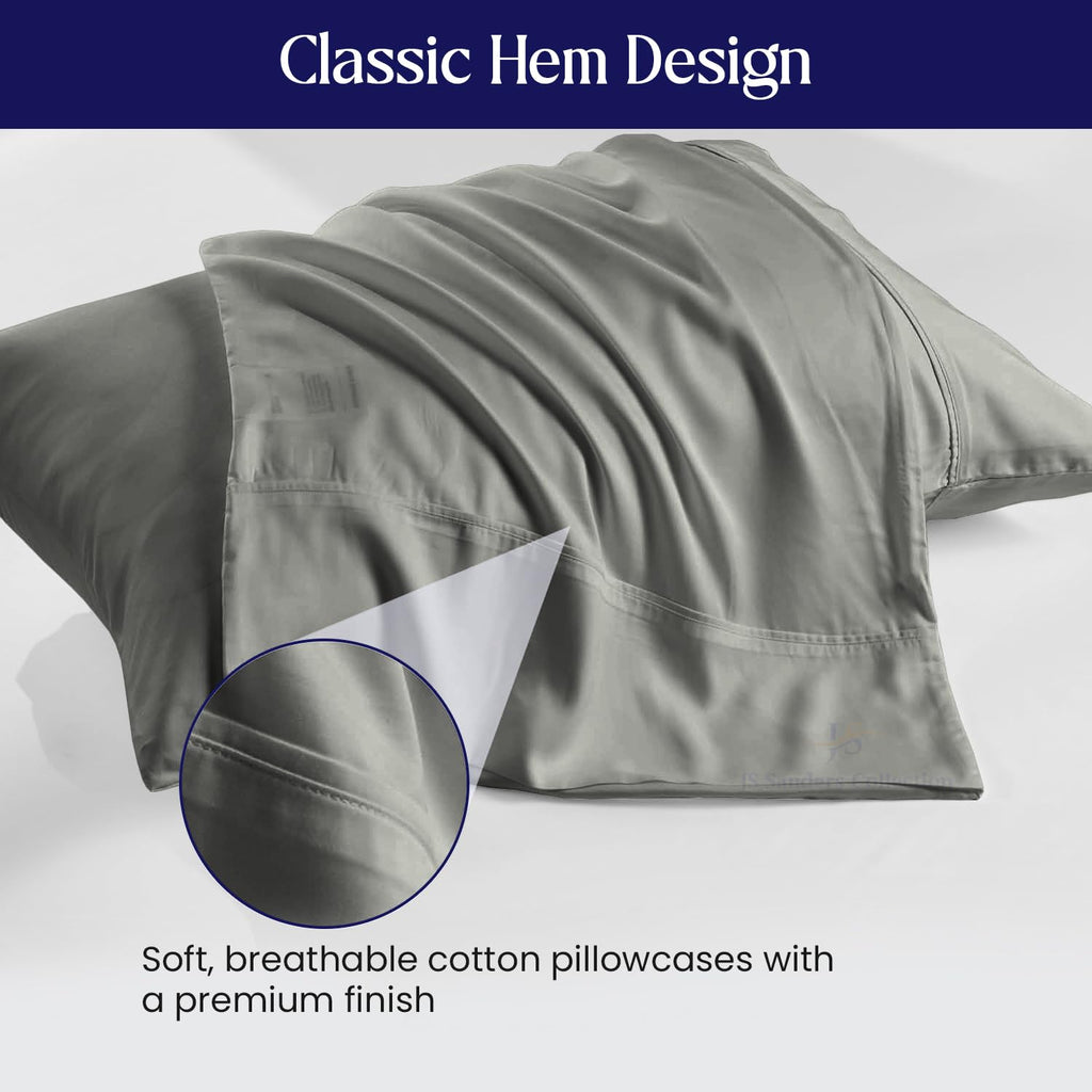 1000 TC Egyptian Cotton Pillowcases Set of 2, Dark Grey, Queen Size