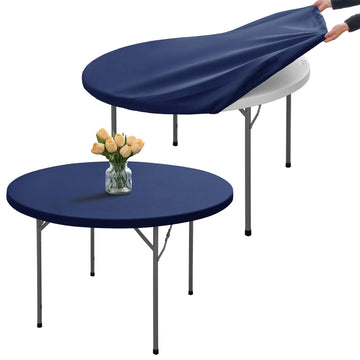 Cocktail Round Table Cover Fitted, Non-Slip Elastic Edge, 2-Pack