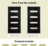 Fiberglass Exterior Door 36" x 80" with Frosted Glass and Brickmould, Left-Hand Inswing Front Door, Black Finish
