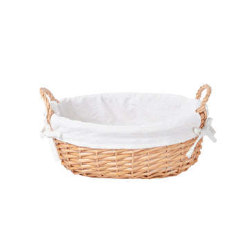 Wicker Empty Gift Basket to Fill, Wicker Storage Basket with Liner for Organizing Shelves Holiday Present Basket with