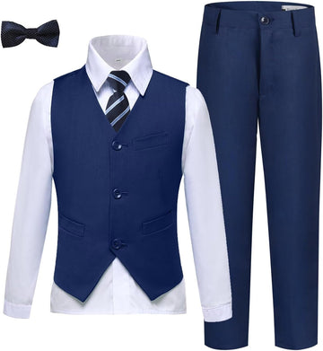 Boys' 5 Piece Formal Suit Kids Dress Tuxedo Vest Pants Suits for Boy 2