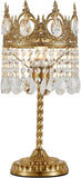 Vintage Gold Crown Shape Crystal Table Lamp, Small Bedside Nightstand Lamp