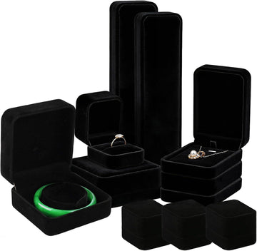Velvet Jewelry Gift Boxes for Bracelet Necklace Pendant Ring Earring Display Case Jewelry Box Storage - Set of 10