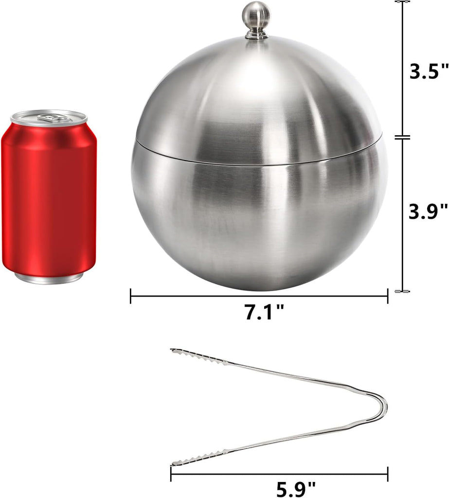 Ice Bucket with Lid, Double Insulation Ice Box Container Storage Box, 2 L Stainless Steel Ice Bucket Container