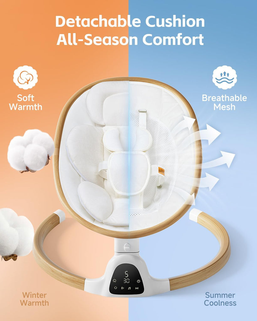 Swings for Infants, Electric Infant Swing with 5 Speed Modes, White