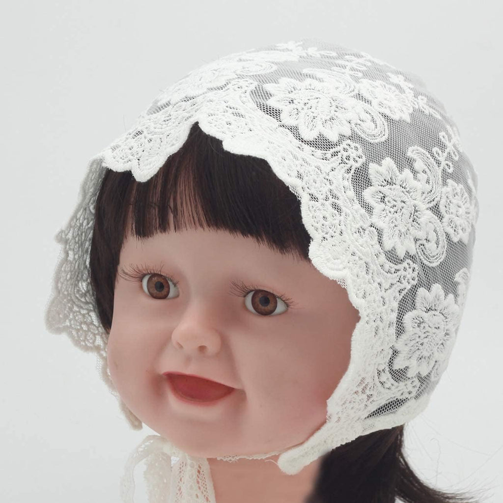 White Lace Baby Bonnet Toddler Bonnets Infant Girl Cap Summer Hat