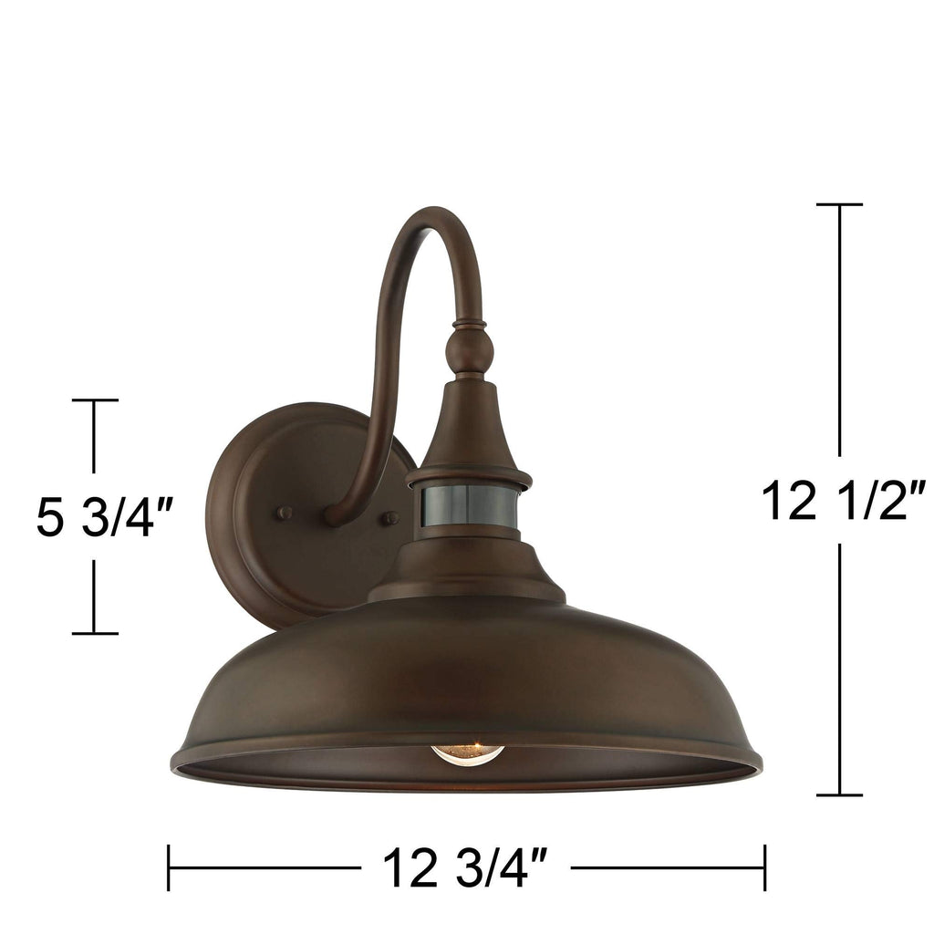Gough 12 1/2" Bronze Motion Sensor Rustic Outdoor Barn Light Fixture