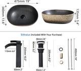 19 Inch Stone Bathroom Sink Basin with Waterfall Faucet and Pop-up Drain Combo,Tan Travertine Vessel Sink Above